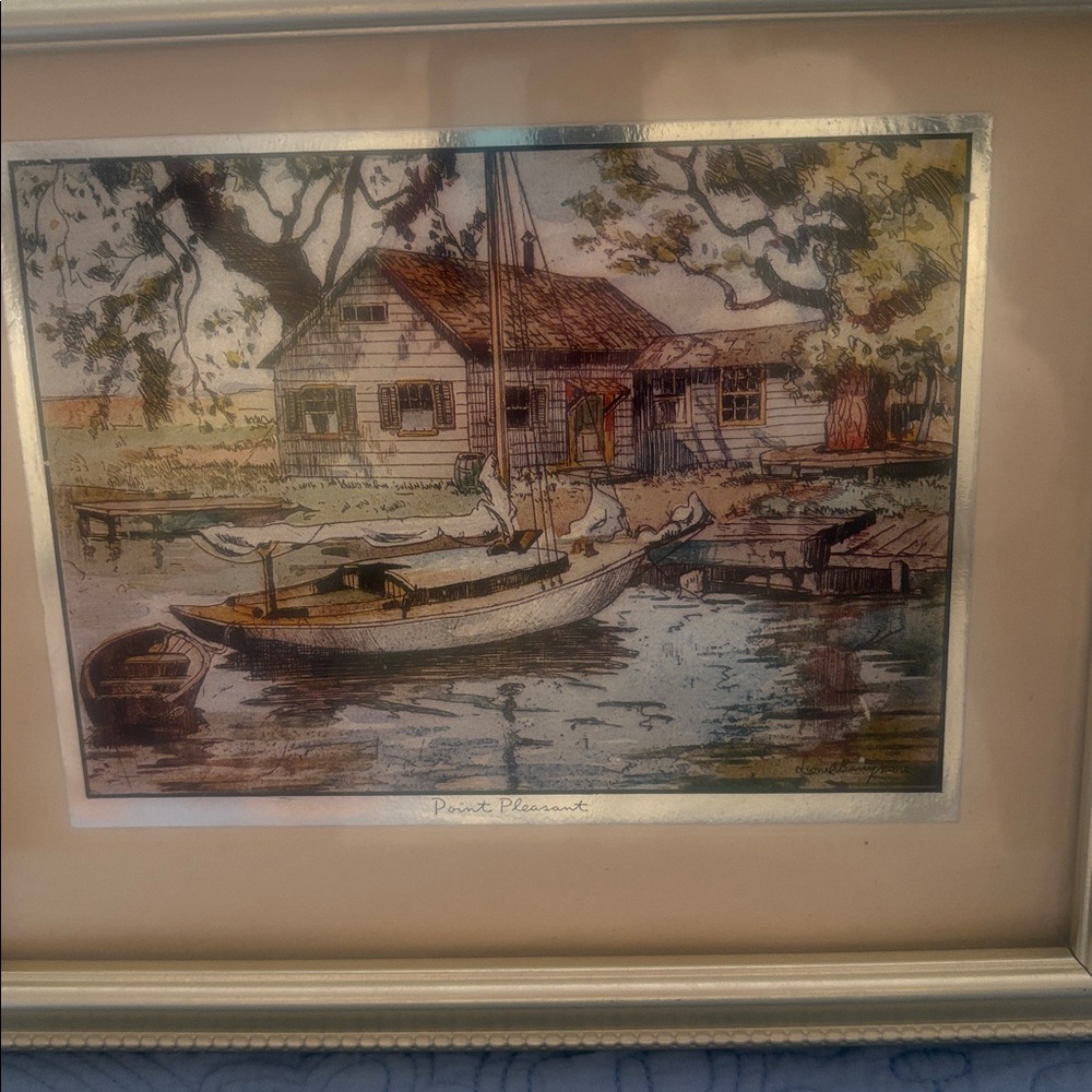 Framed Cottage Scene Art